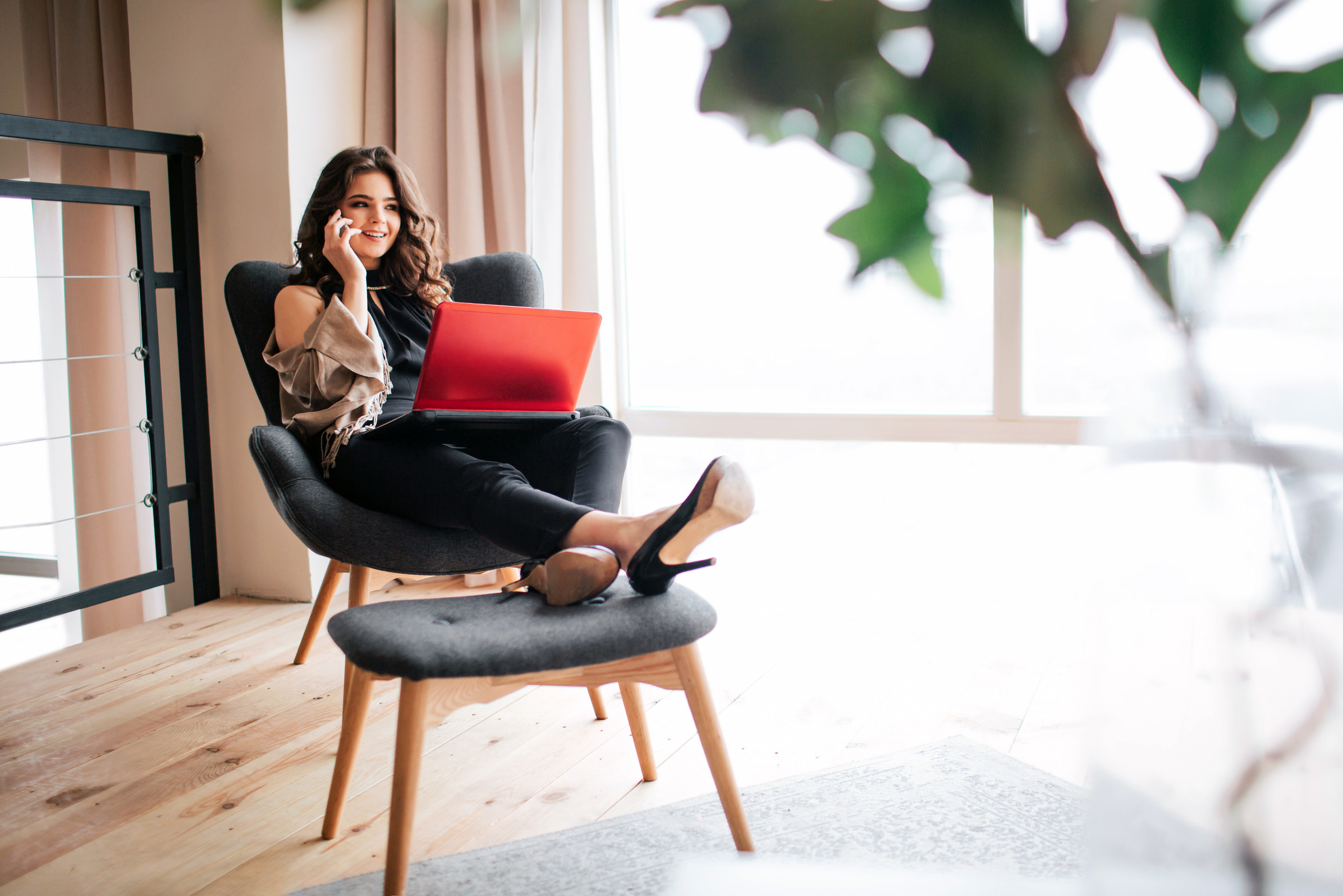 Young Woman Working at Home 